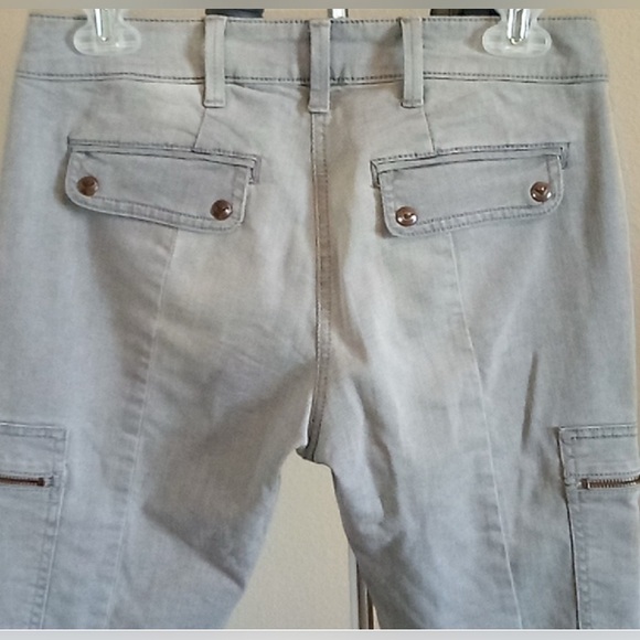 AJ Armani Jeans Gray Stretch Denim Skinny Cargo Pants Size 27 w/ Zipper Pockets - Picture 15 of 16